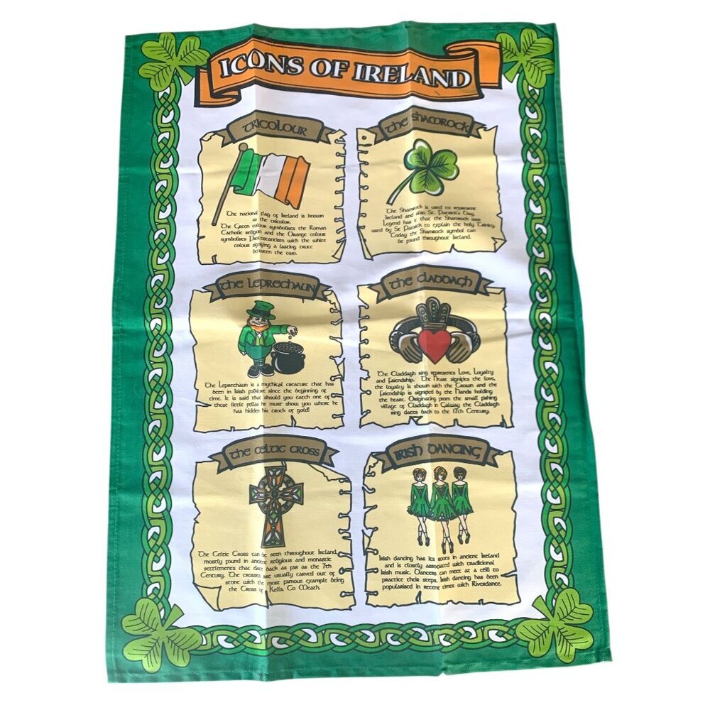 Icons of Ireland Souvenir Tea Towel Irish Vintage